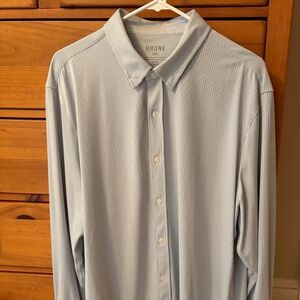 Rhone Commuter Shirt Blue/Grey Stripe - Classic Fit, XL